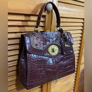 [Sale] Emma Fox: Leather purse with detachable, crossbody strap | CHOCO CROC